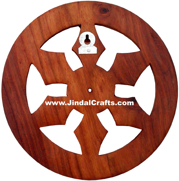 Handcarved Wooden Brass Inlay Key Holder Home Decor Traditional Handicraft Wheel