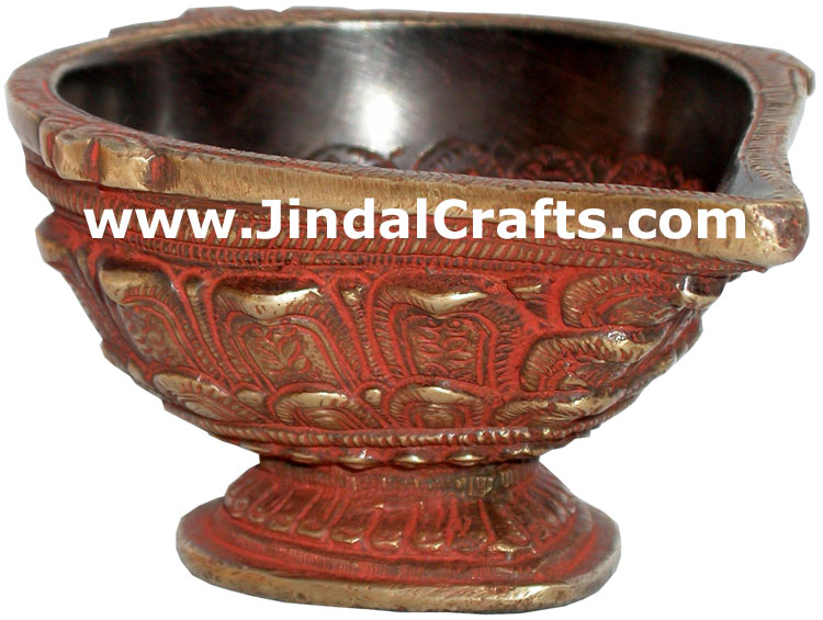 Antique Finish Brass Lamp Diya Deepak India Hindu Arts