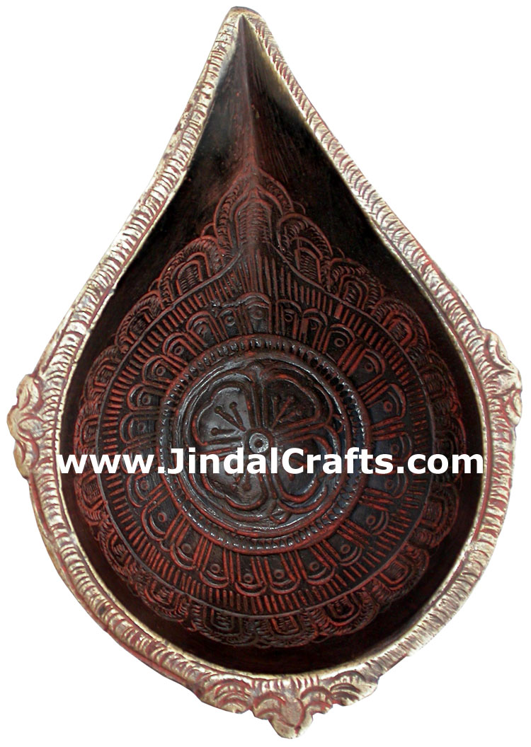 Antique Finish Brass Lamp Diya Deepak India Hindu Arts