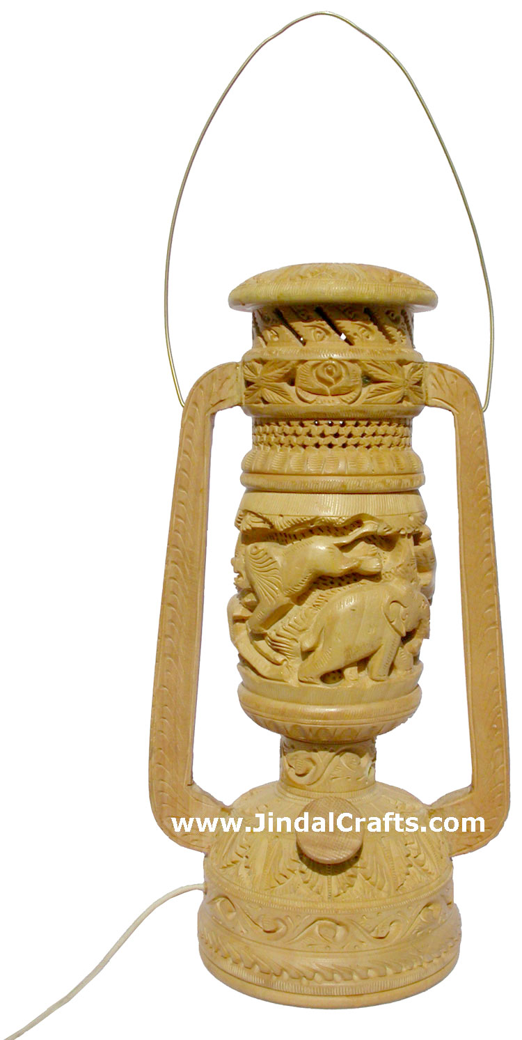 Handmade Wooden Lampshade Lantern Jungle India Art Work