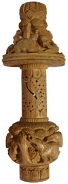 Handmade Wooden Jungle Table Lamp Indian Carving Art