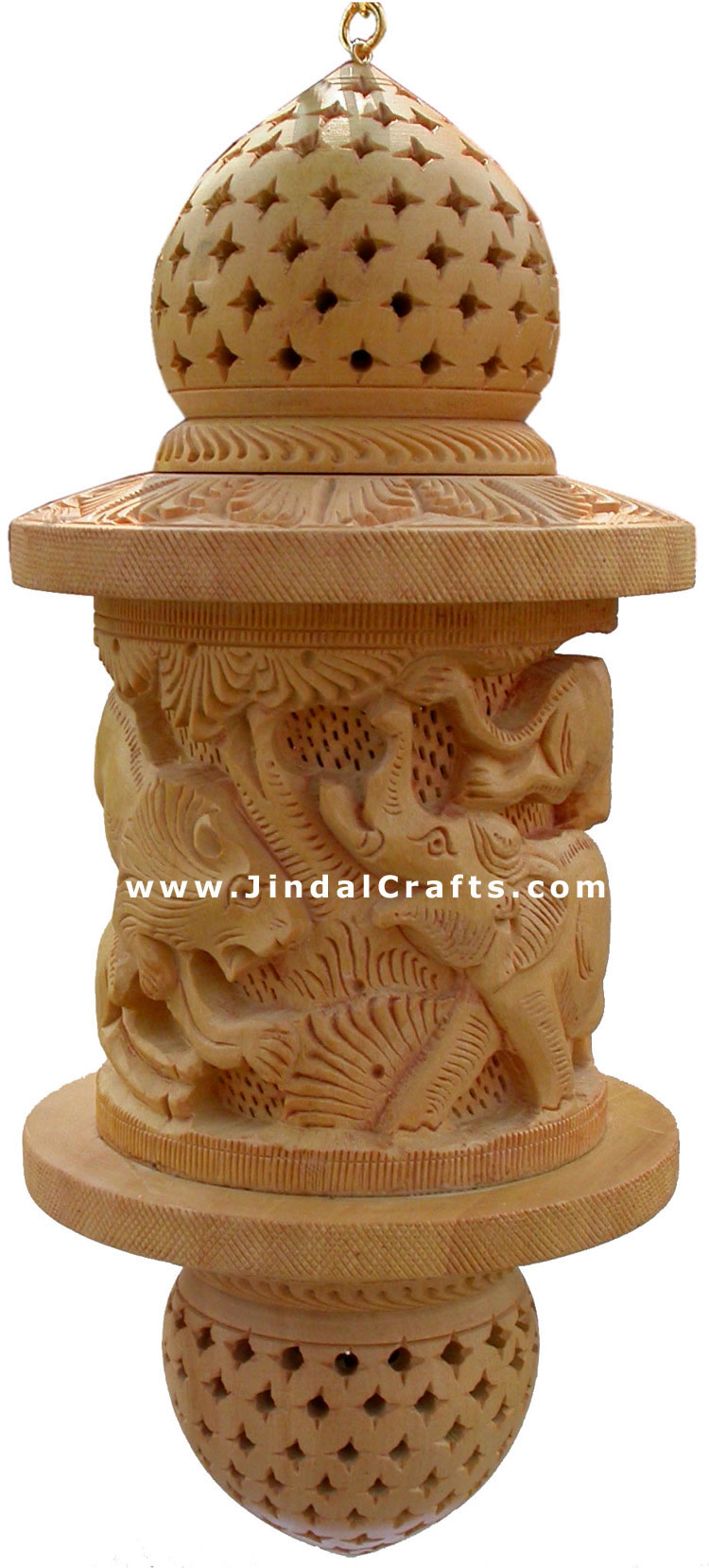 Lampshade Hand Carved Wooden Jungle Masterpiece Art