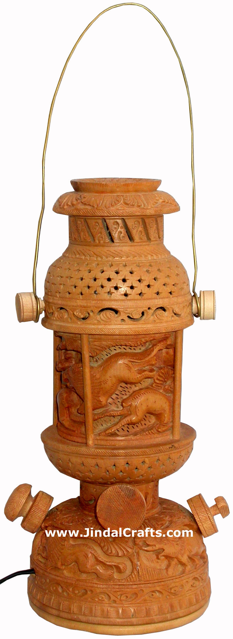 Wood Jungle Lamp Shade Hand Carved Jaali Design Rich Art Handicrafts from India