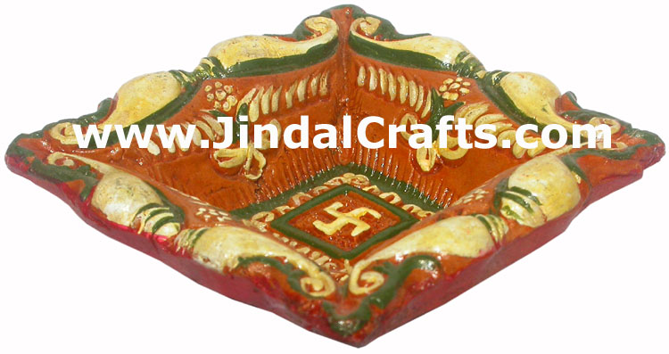 Terracotta Lamp - Handmade Colourful Painted Diwali Deepawali Traditional Lamp