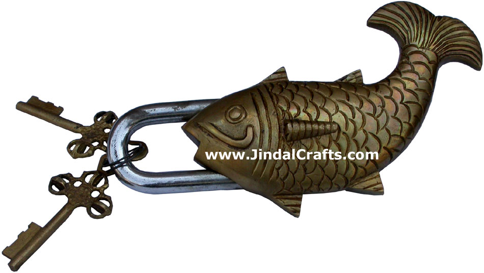 Brass Fish Lock - An Artifact from Indian Tribal Traditional Handicrafts Arts