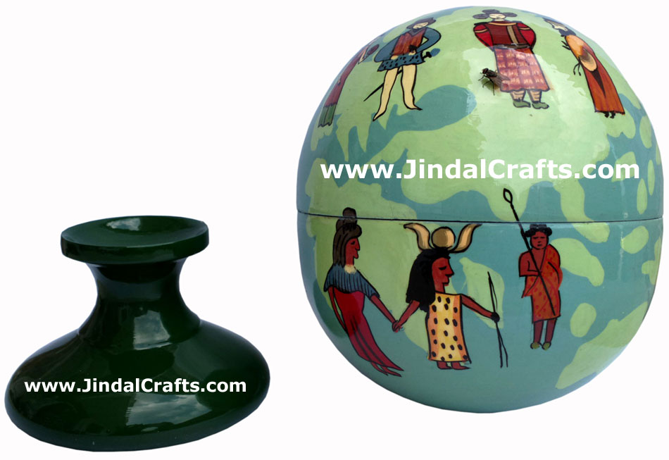 Wooden Home Decor Artifact Handicraft Art From India Hand Painted Earth People