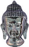 Handmade Metal Sculpture Silver Buddha Face Wall Hanging Indian Buddhism Crafts