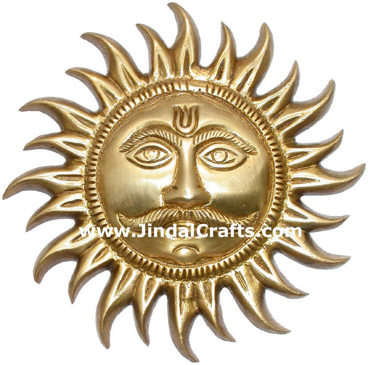 Brass Sun Mask India Carving Artifacts Arts