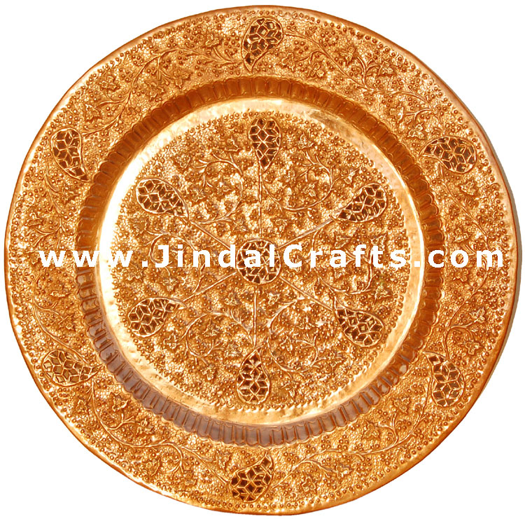 Handcarved Copper Decorative Plate Wall Hanging India