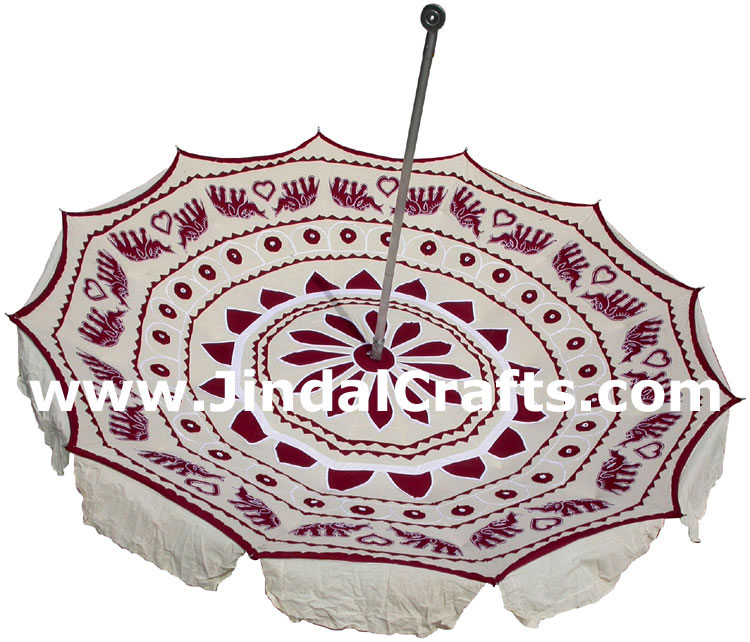 Colorful Hand Embroidered Garden Parasols India Applique Decorative Art Folding