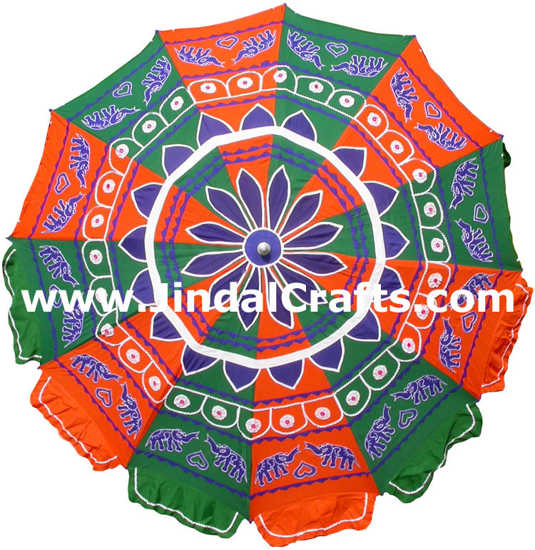Embroidered Garden Parasol - Cotton Made Indian Art