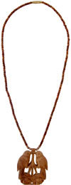 Hand Carved Wooden Necklace India Traditional Jewelry