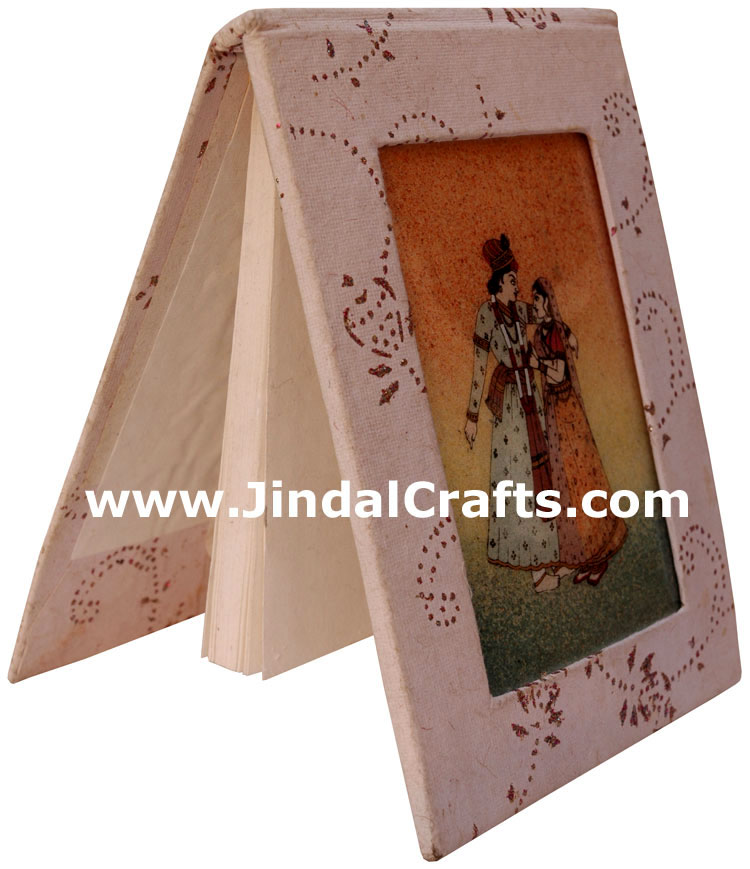 Handmade Paper Diary with Gemstone Dust Painting India