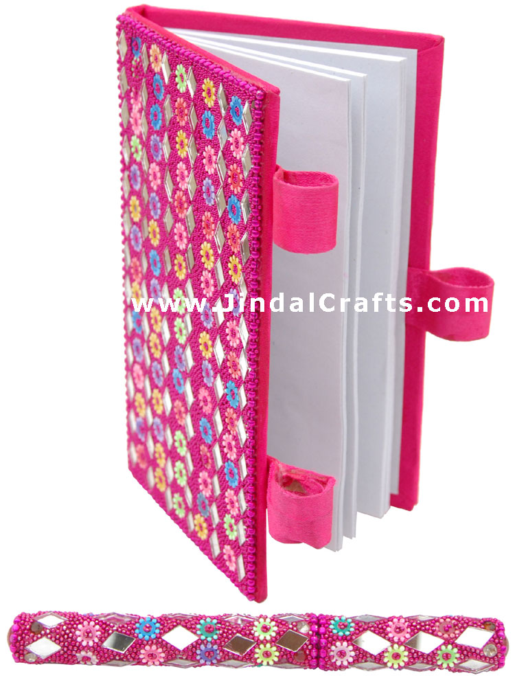 Lac Mirrors Notebook Pen Handcrafted Indian Traditional Handicraft Multicolor