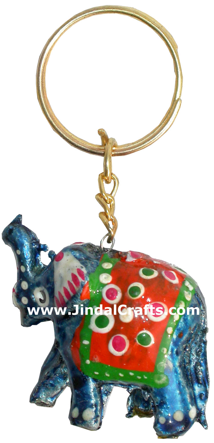 Colorful Hand Painted Indian Traditional Elephant Key