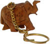 Hand Carved Wood Solid Elephant Key Chain Ring India Art Traditional Handicrafts