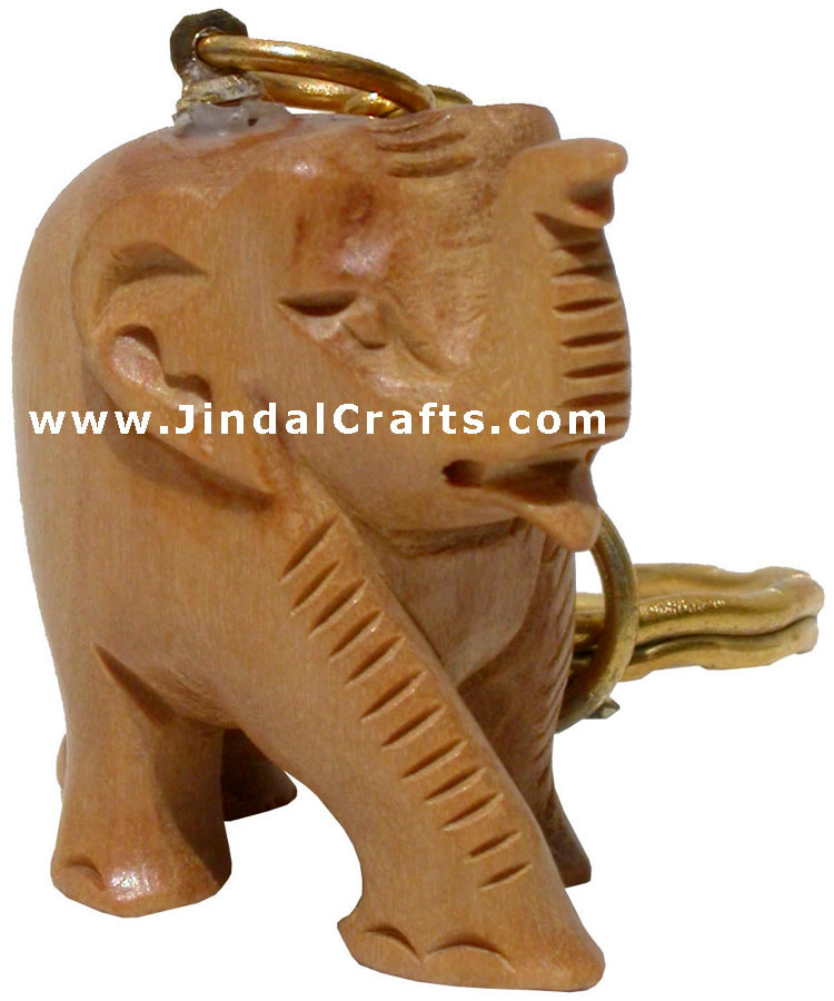 Hand Carved Sandalwood Elepahant Key Ring Indian Gift