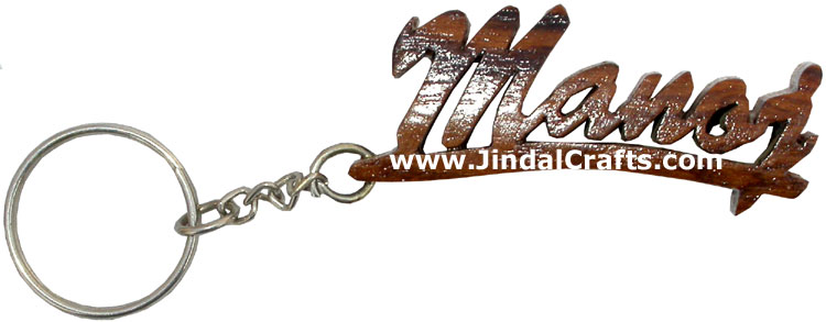 Hand Crafted Woooden Running Name Key Chain India Craft