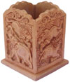 Hand Carved Wood Decorative Pen Holder Stand India Art