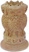 Hand Carved Wood Owl Pen Holder Stand India Jungle Carving Corporate Souvenirs