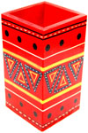 Pen Stand Handmade Hand Painted Colorful Box India Art