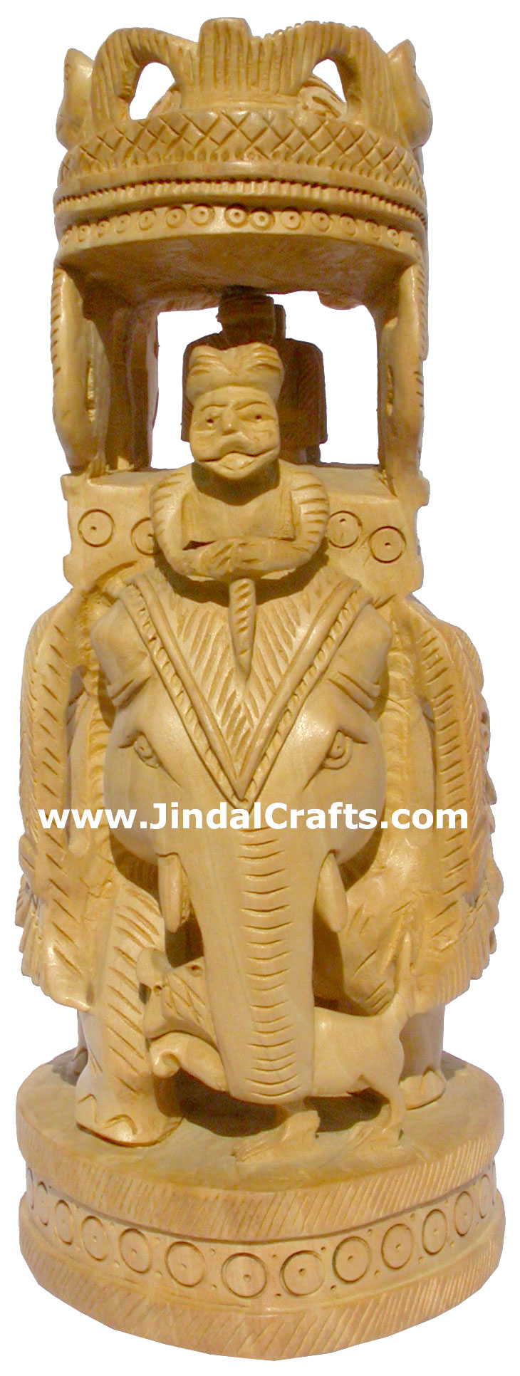 Handcarved Wood Sculpture King on Safari India Art Work Wild Jungle Statue Craft