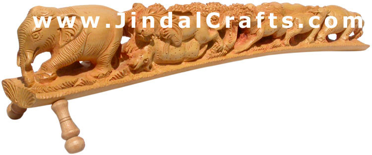 Handcarved Wooden Animals Jungle Masterpiece Artifact