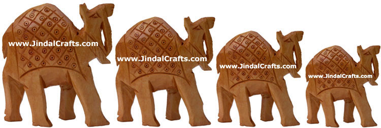 Set of Camels - Hand Carved Kadam Wood Figurines India