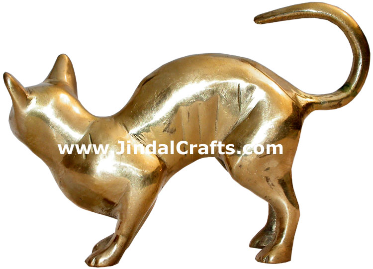 Cat Brass Figure India Metal Crafts Animal Handicrafts