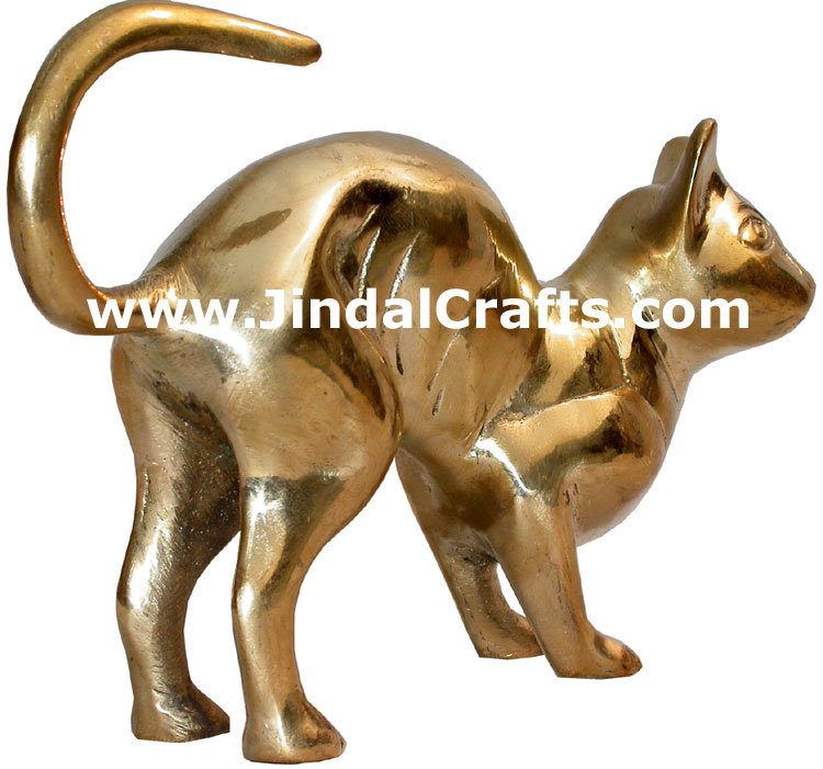 Cat Brass Figure India Metal Crafts Animal Handicrafts