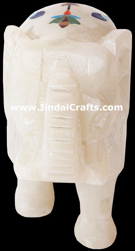 Elephant - Hand Carved Alabaster Animals Figurines Indi