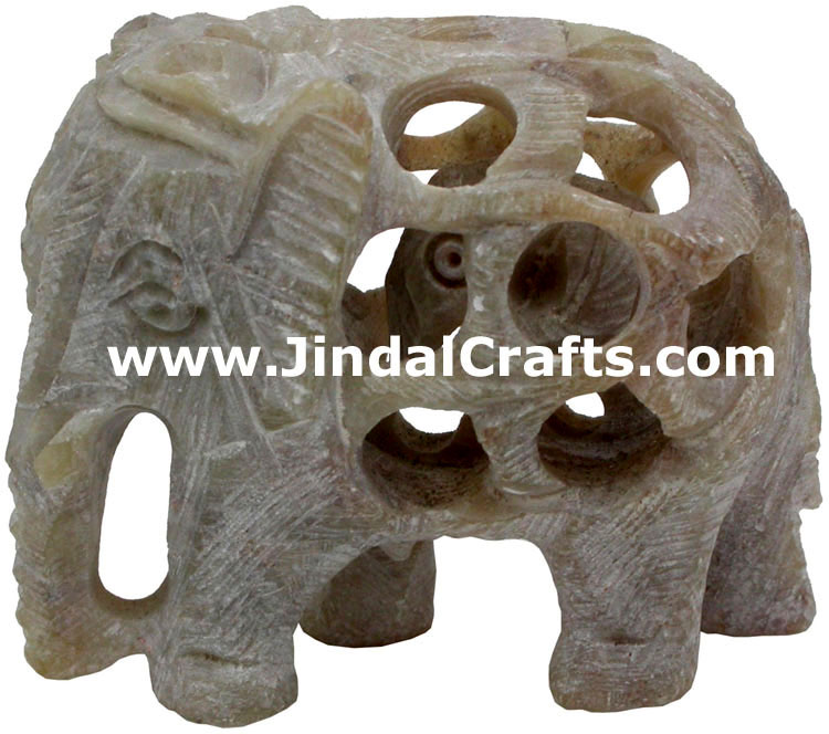 Baby Elephant - Hand Carved Soft Stone Animals Figures