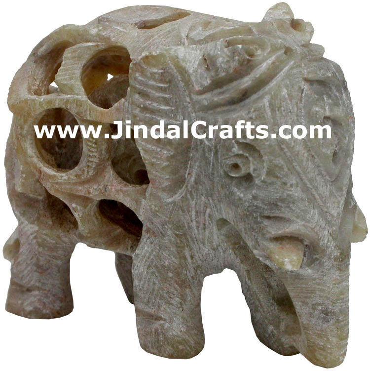 Baby Elephant - Hand Carved Soft Stone Animals Figures