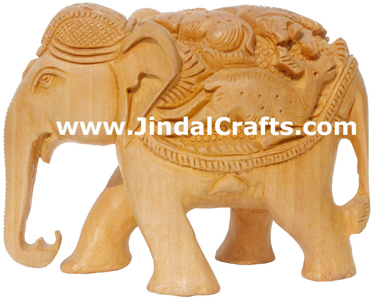 Hand Carved Jungle Wood Elephant India Artifacts Arts