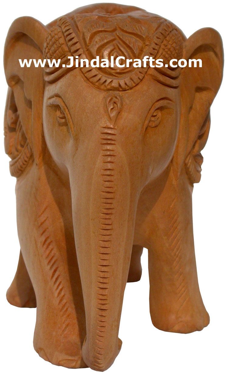 Hand Carved Jungle Wood Elephant India Artifacts Arts