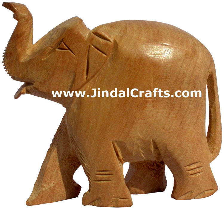 Hand Carved Wooden Elephant India Artifacts Arts