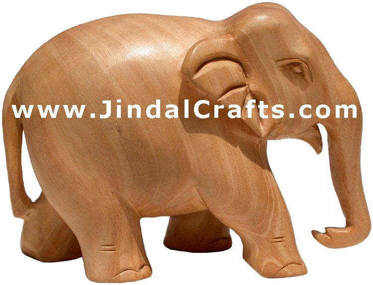 Hand Carved Wood Elephant Sculpture India Carving Art