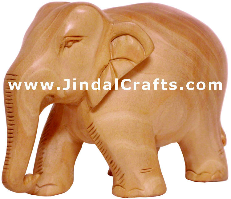 Hand Carved Wood Elephant Sculpture India Carving Art