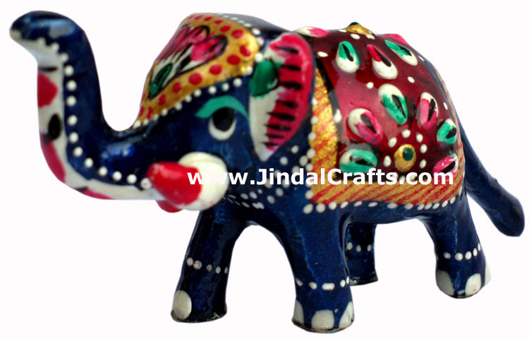 Colourful Elephant Hand Painted Royal Decor Indian Art Craft Handicraft Figurine