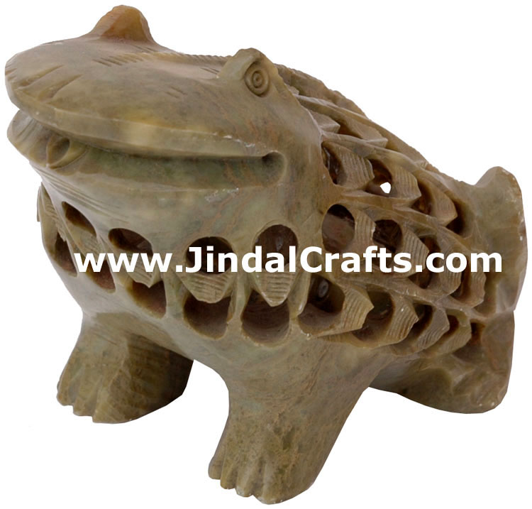 Frog - Hand Carved Soft Stone Animals Figures India Art