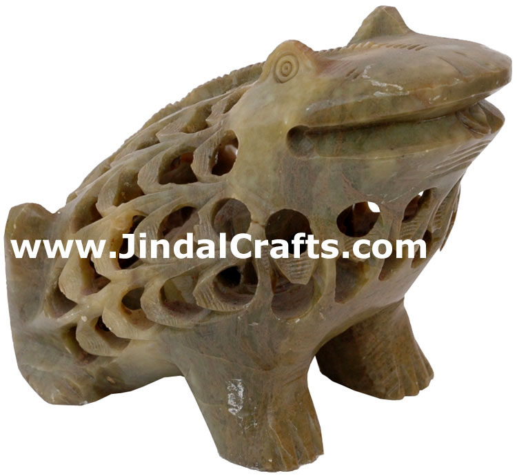 Frog - Hand Carved Soft Stone Animals Figures India Art
