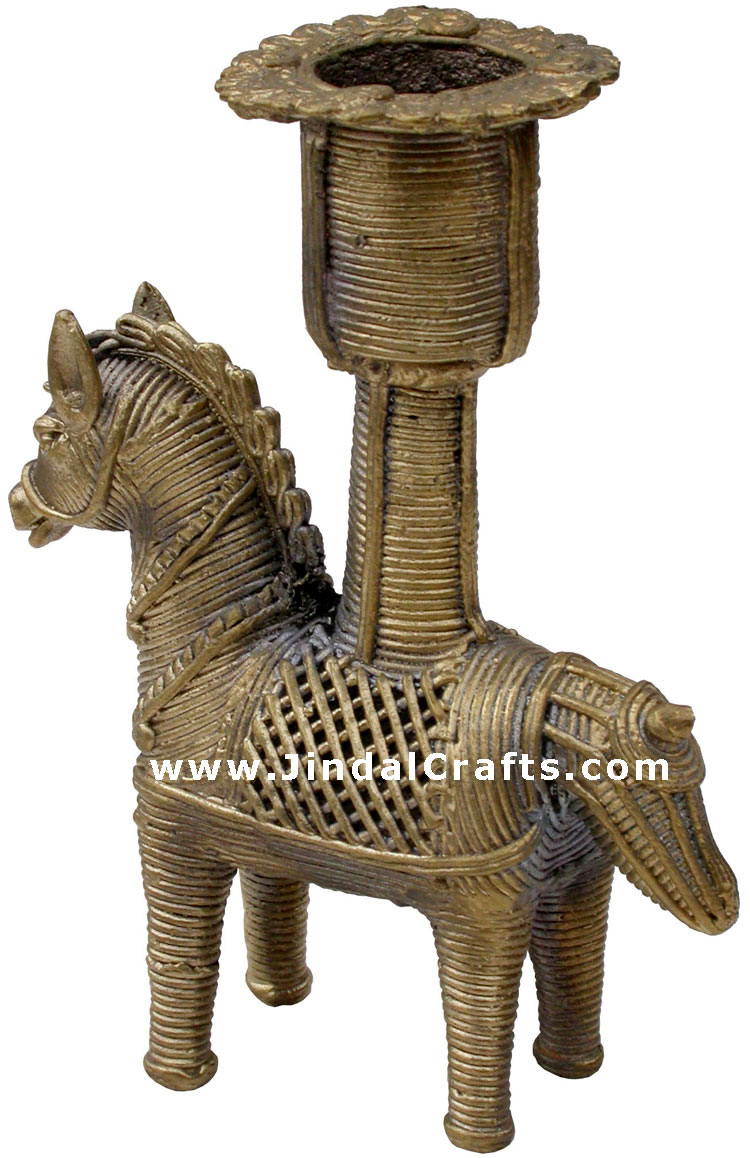 Dhokra Horse Candle Stand - Indian Tribal Art