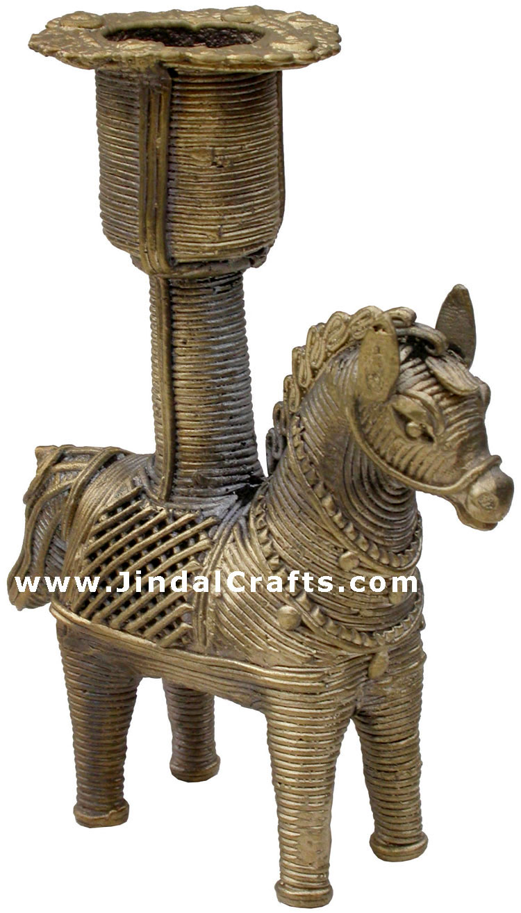 Dhokra Horse Candle Stand - Indian Tribal Art