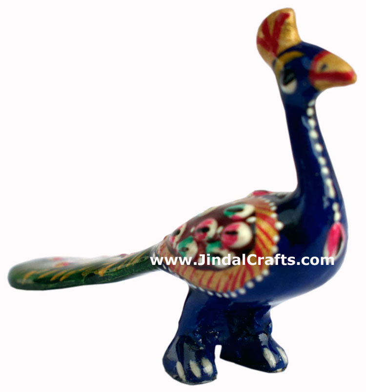 Colourful Peacock Figurine - Indian Art Craft Handicraft Figurine Hand Painted