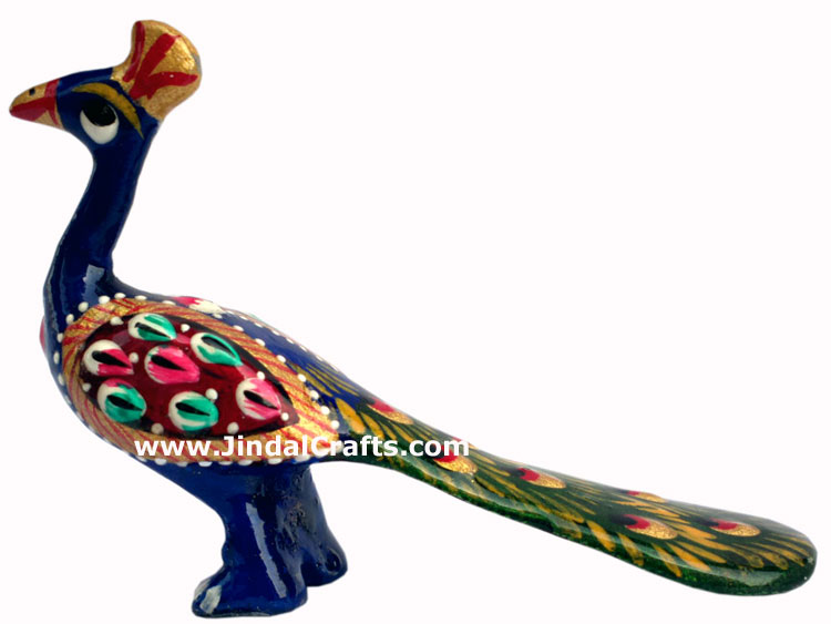 Colourful Peacock Figurine - Indian Art Craft Handicraft Figurine Hand Painted