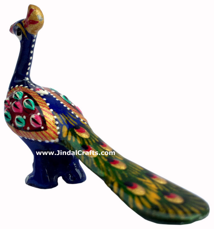 Colourful Peacock Figurine - Indian Art Craft Handicraft Figurine Hand Painted