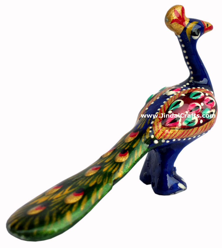 Colourful Peacock Figurine - Indian Art Craft Handicraft Figurine Hand Painted