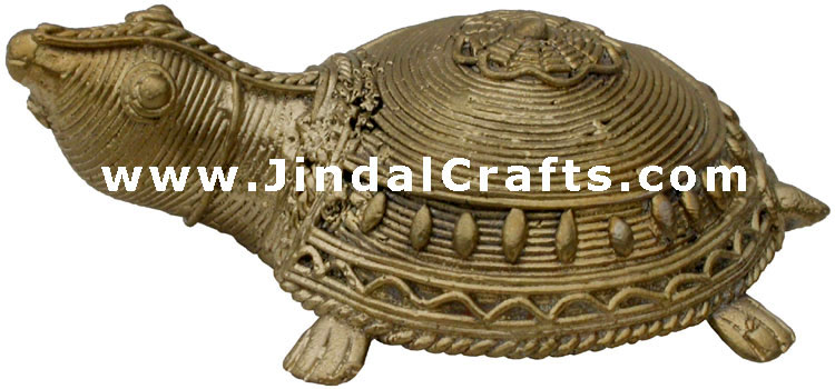 Turtle - Tribal Dhokra Metal Animal Artifact from India