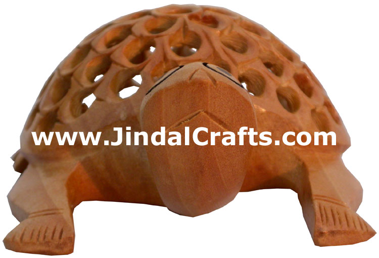 Hand Carved Wooden Turtle India Carving Art Handicrafts