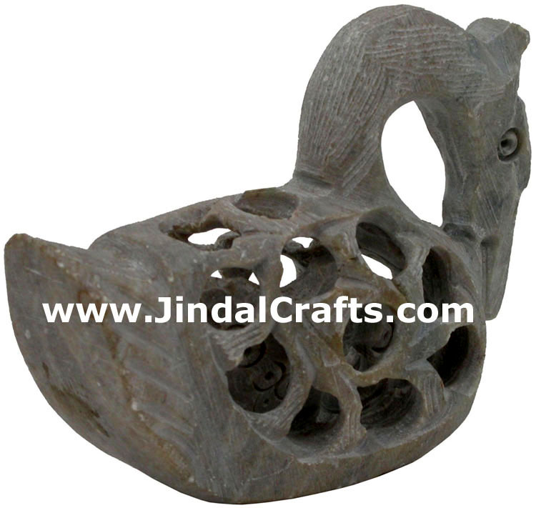 Duck - Hand Carved Soft Stone Birds Figures India Art